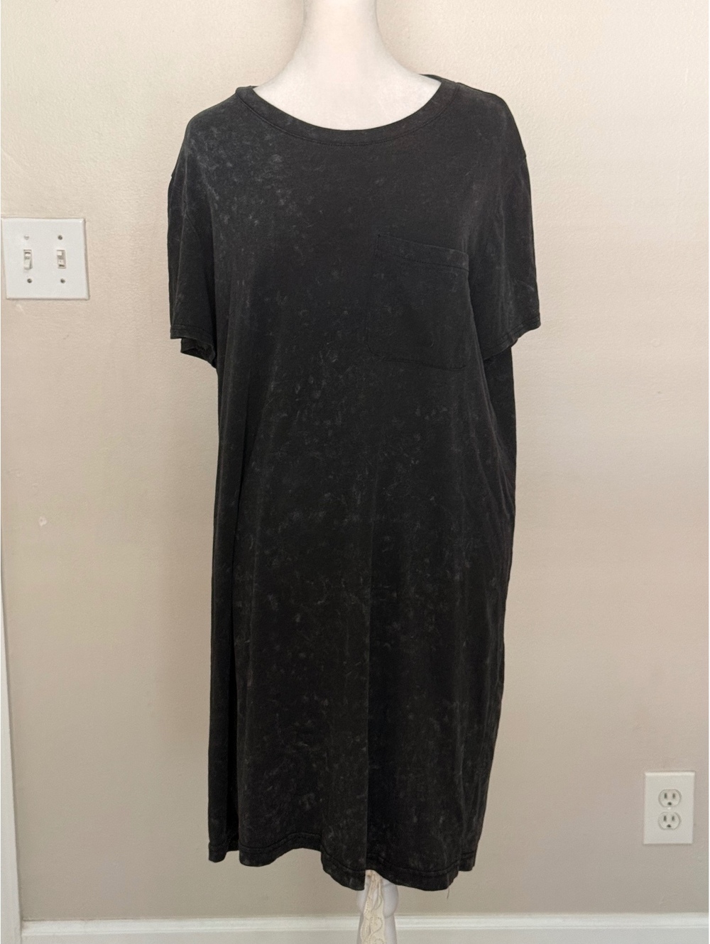 Just Be Black Acid Wash Oversized T-Shirt Dress XL